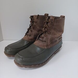 Sperry Duck Boots Brown Leather Green‎ Waterproof Decoy Mens 11.5 M US STS13460